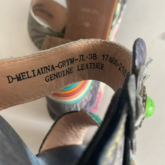 Spring Step Colorful Floral Heeled Sandals - Picture 9 of 10